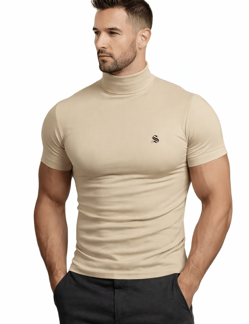 Classolo 2 - High Neck T-shirt for Men - Sarman Fashion - Wholesale Clothing Fashion Brand for Men from Canada