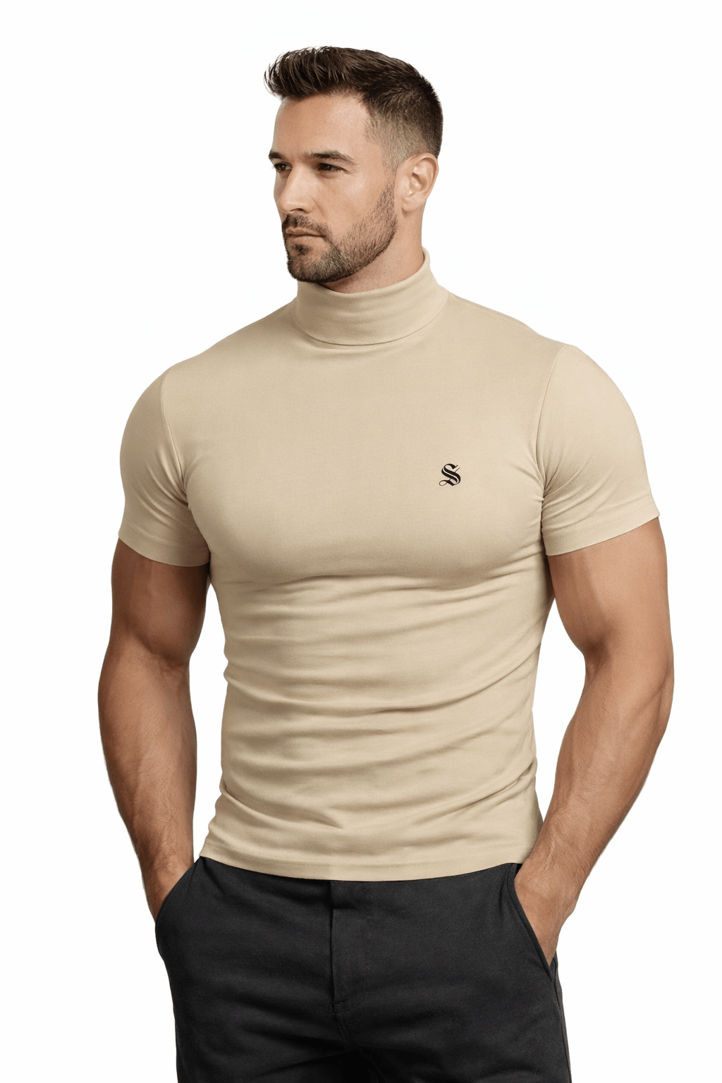 Classolo 2 - High Neck T-shirt for Men - Sarman Fashion - Wholesale Clothing Fashion Brand for Men from Canada