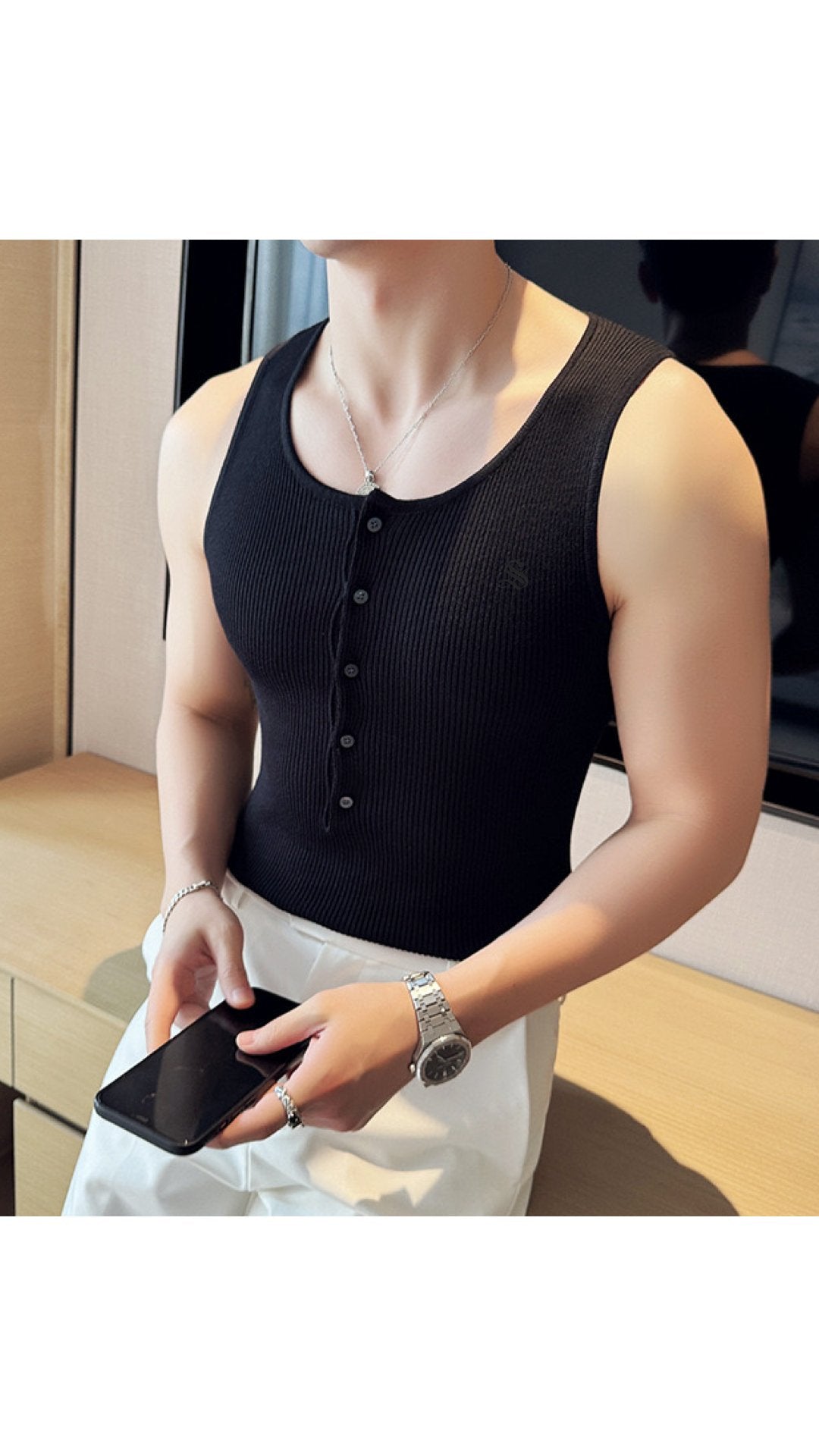 Coffee - Tank Top for Men - Sarman Fashion - Wholesale Clothing Fashion Brand for Men from Canada