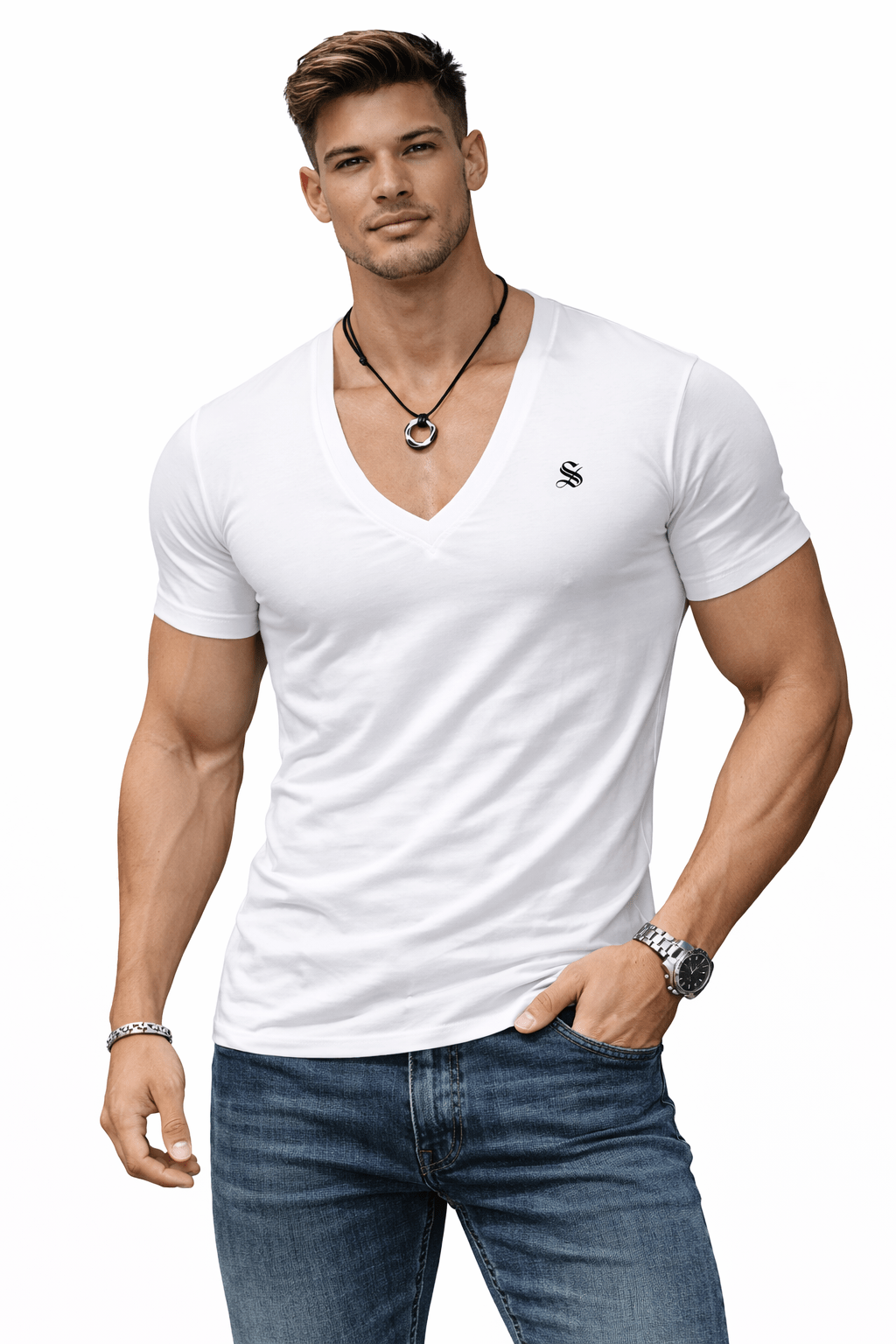Comuniatu 8 - V - Neck T-Shirt for Men - Sarman Fashion - Wholesale Clothing Fashion Brand for Men from Canada