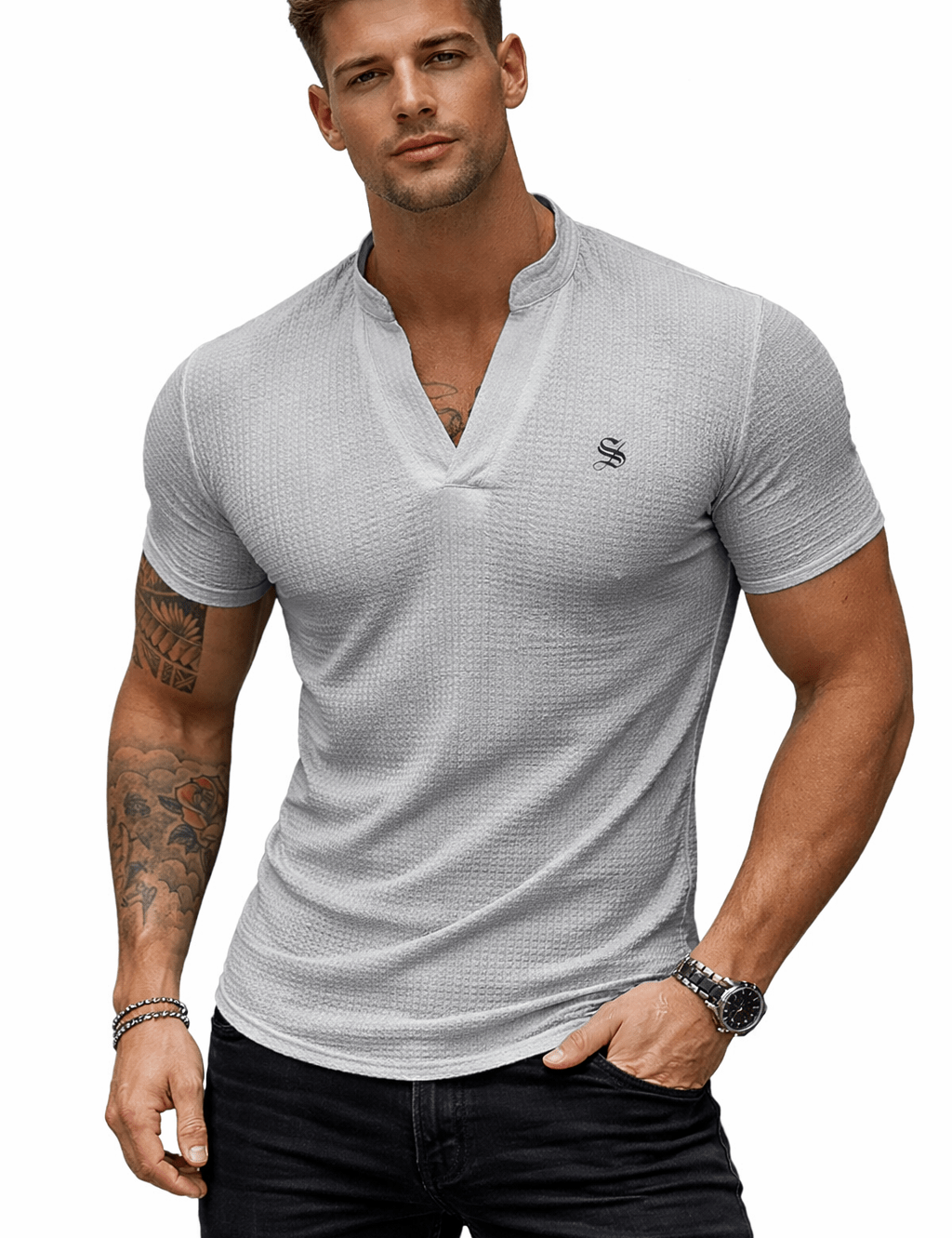 Comuniatu - V - Neck T-Shirt for Men - Sarman Fashion - Wholesale Clothing Fashion Brand for Men from Canada