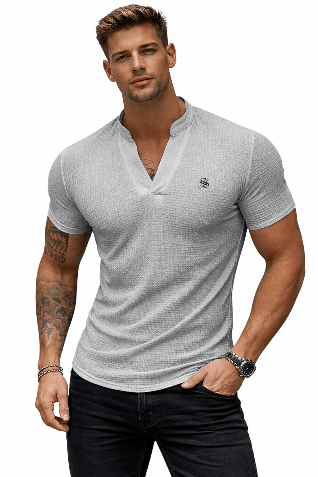 Comuniatu - V - Neck T-Shirt for Men - Sarman Fashion - Wholesale Clothing Fashion Brand for Men from Canada