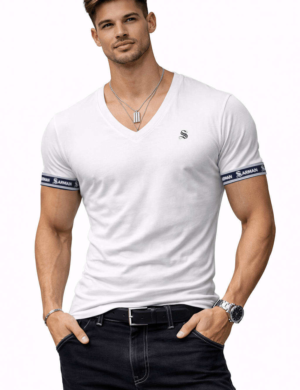 ComuniatuS 2 - V - Neck T-Shirt for Men - Sarman Fashion - Wholesale Clothing Fashion Brand for Men from Canada
