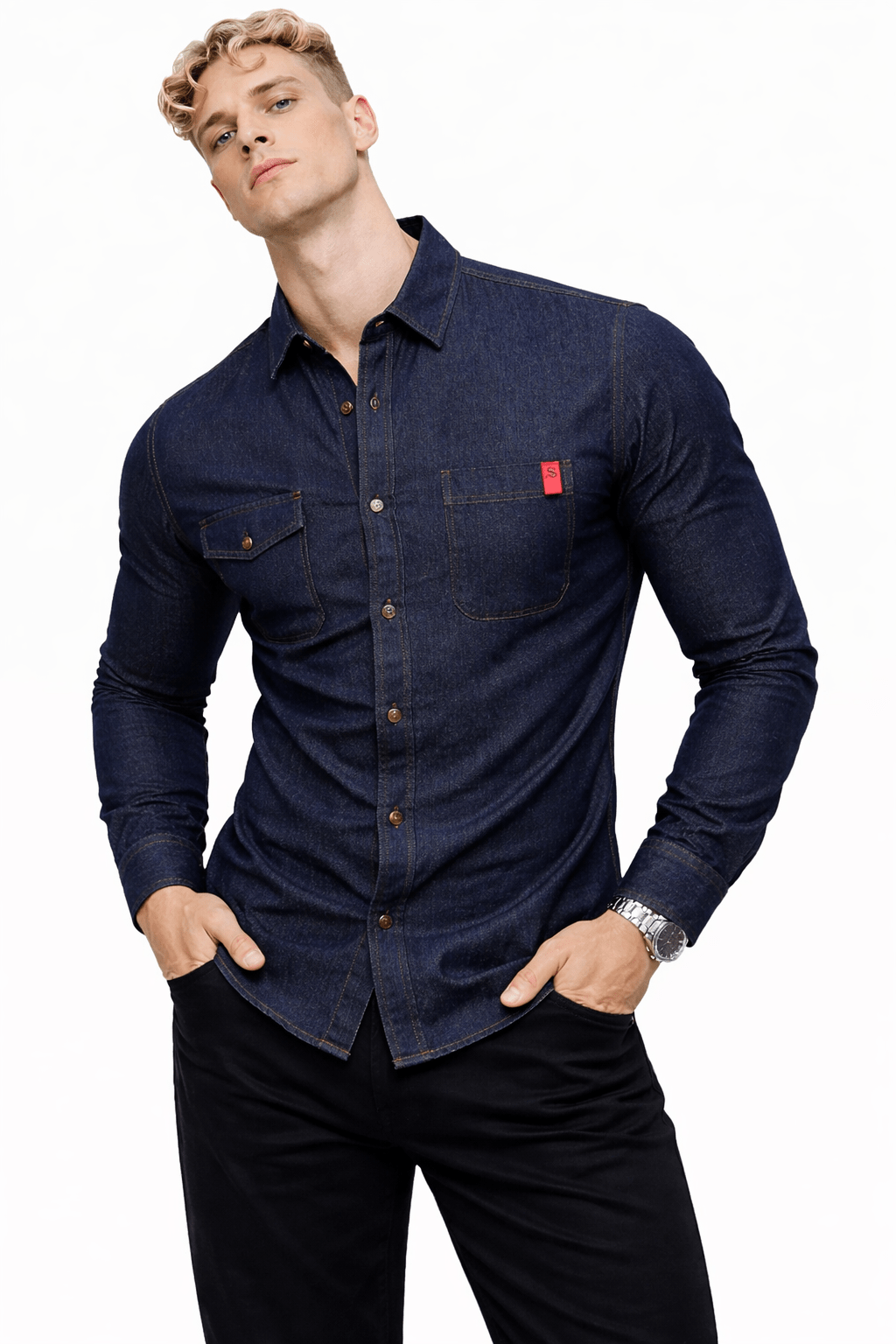 Cowboy 1005 - Long Sleeves Shirt for Men - Sarman Fashion - Wholesale Clothing Fashion Brand for Men from Canada
