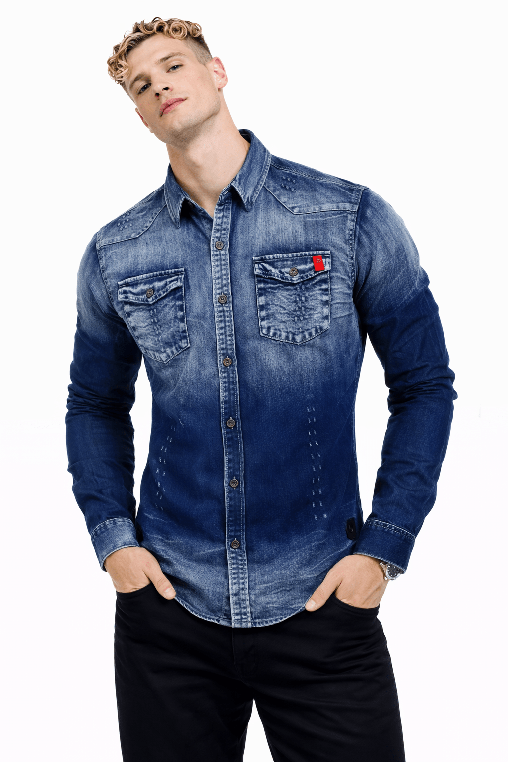 Cowboy 1009 - Long Sleeves Shirt for Men - Sarman Fashion - Wholesale Clothing Fashion Brand for Men from Canada