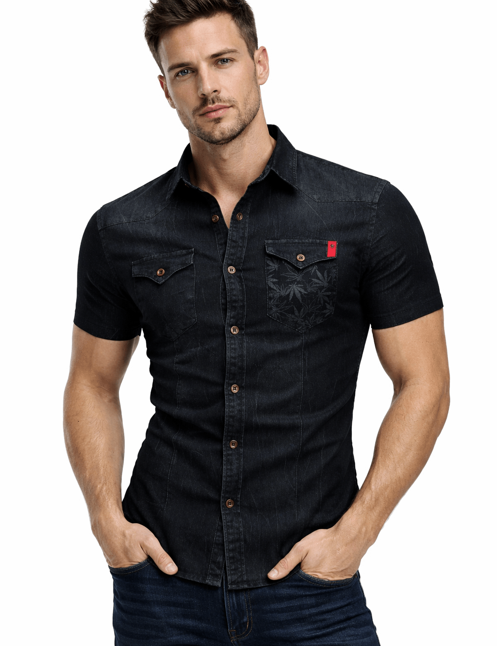 Cowboy 13 - Short Sleeves Shirt for Men - Sarman Fashion - Wholesale Clothing Fashion Brand for Men from Canada
