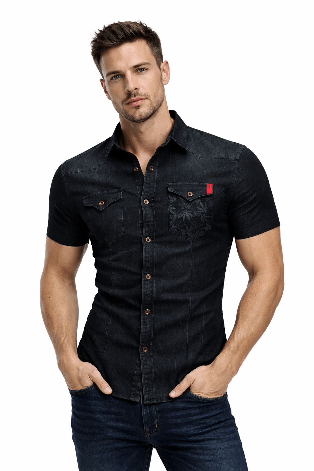 Cowboy 13 - Short Sleeves Shirt for Men - Sarman Fashion - Wholesale Clothing Fashion Brand for Men from Canada