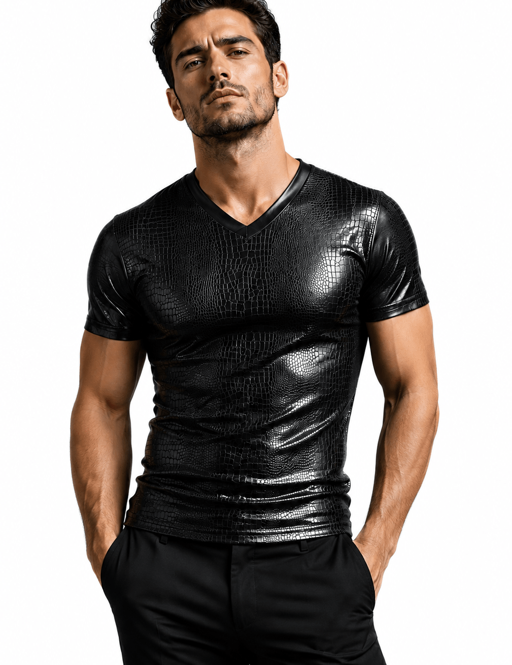 Crogod - V - Neck T-Shirt for Men - Sarman Fashion - Wholesale Clothing Fashion Brand for Men from Canada