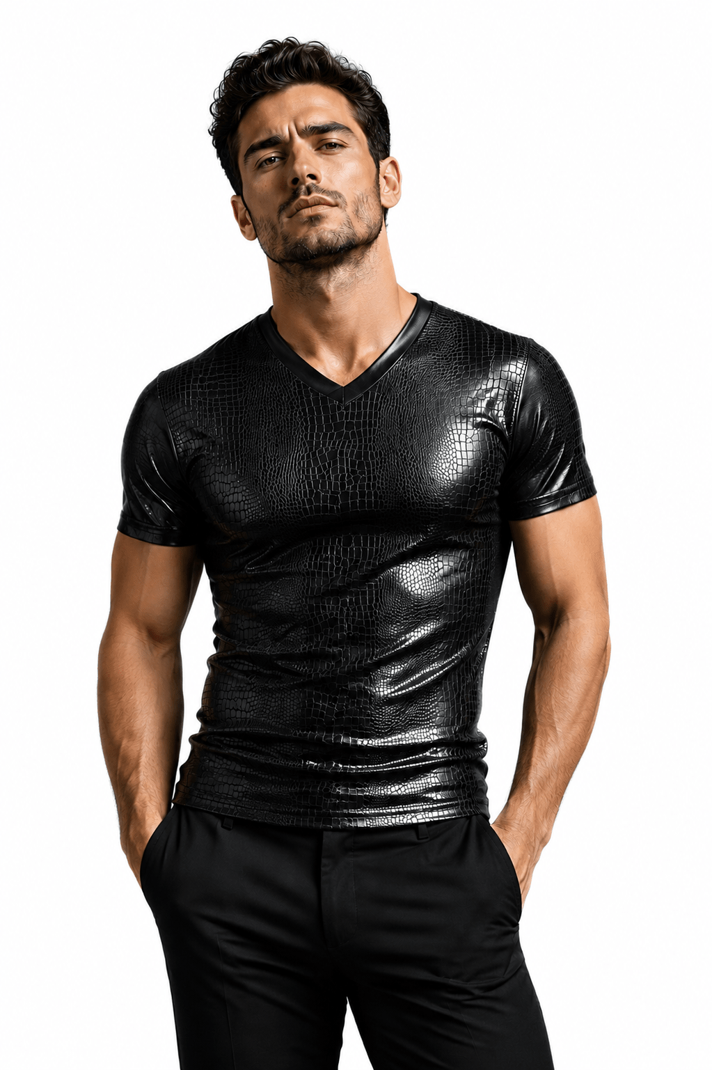 Crogod - V - Neck T-Shirt for Men - Sarman Fashion - Wholesale Clothing Fashion Brand for Men from Canada