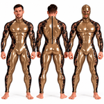 Custom Made – Men’s Glossy PU Leather & Floral Lace Full-Body Jumpsuit with Matching Mask Included - Sarman Fashion - Wholesale Clothing Fashion Brand for Men from Canada
