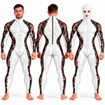 Custom Made – Men’s Glossy PU Leather & Floral Lace Full-Body Jumpsuit with Matching Mask Included - Sarman Fashion - Wholesale Clothing Fashion Brand for Men from Canada