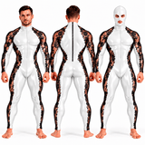 Custom Made – Men’s Glossy PU Leather & Floral Lace Full-Body Jumpsuit with Matching Mask Included - Sarman Fashion - Wholesale Clothing Fashion Brand for Men from Canada