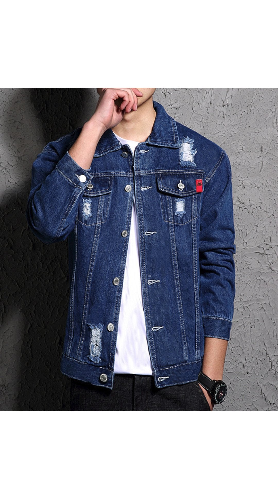 Dihuba - Long Sleeve Jeans Jacket for Men - Sarman Fashion - Wholesale Clothing Fashion Brand for Men from Canada