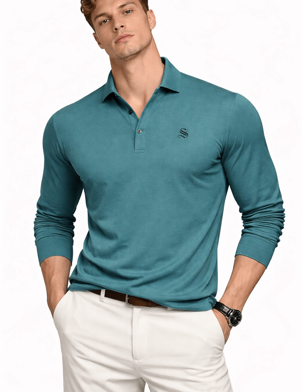 Dustin - Long Sleeves Polo Shirt for Men - Sarman Fashion - Wholesale Clothing Fashion Brand for Men from Canada