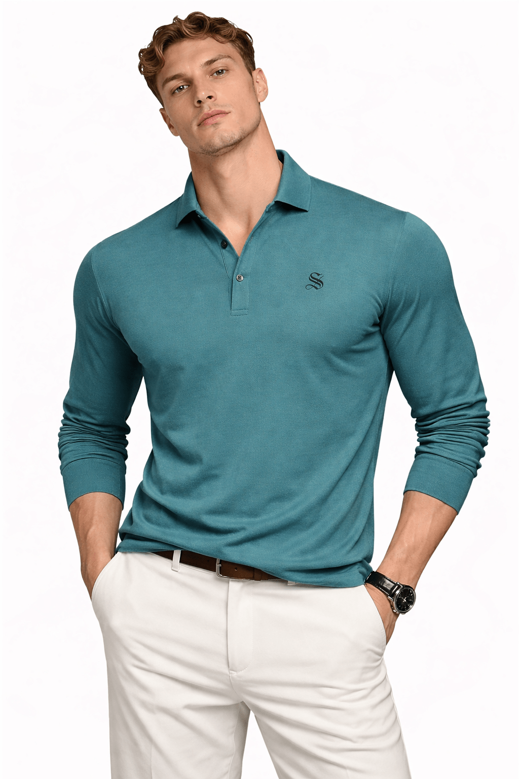 Dustin - Long Sleeves Polo Shirt for Men - Sarman Fashion - Wholesale Clothing Fashion Brand for Men from Canada