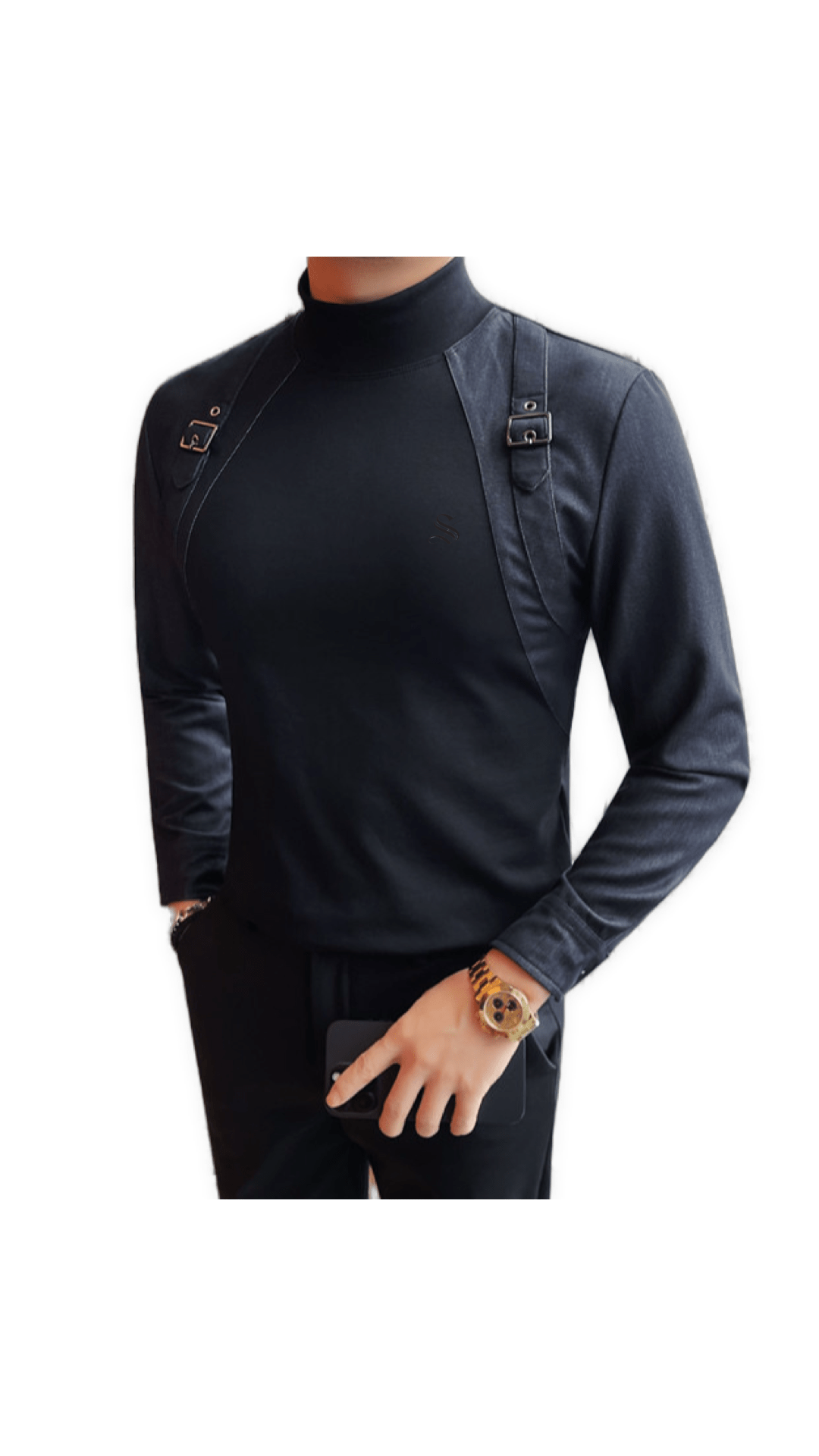 EWB 10 - High Neck Long Sleeve Shirt for Men - Sarman Fashion - Wholesale Clothing Fashion Brand for Men from Canada