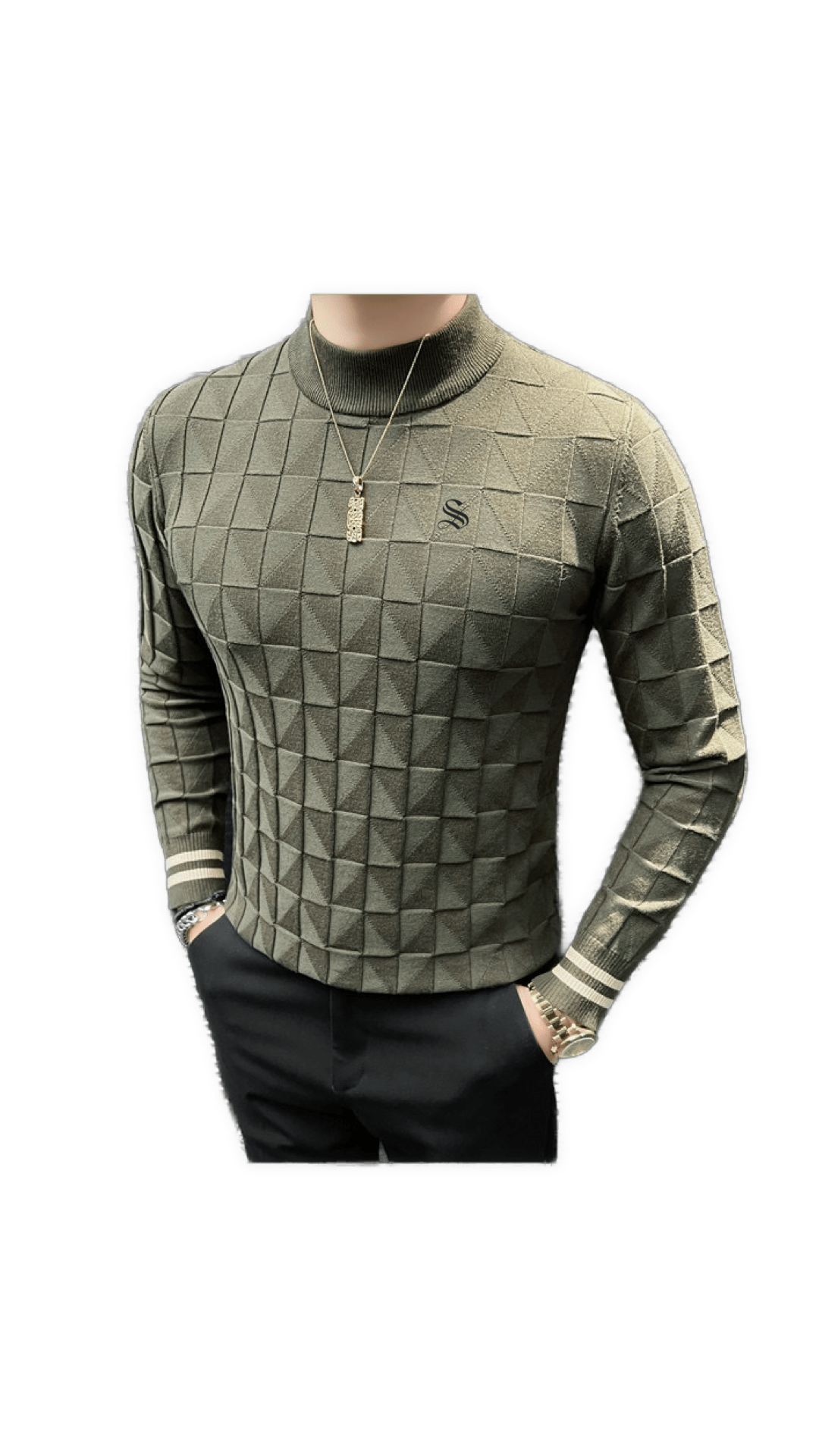 EWB 11 - High Neck Long Sleeve Shirt for Men - Sarman Fashion - Wholesale Clothing Fashion Brand for Men from Canada