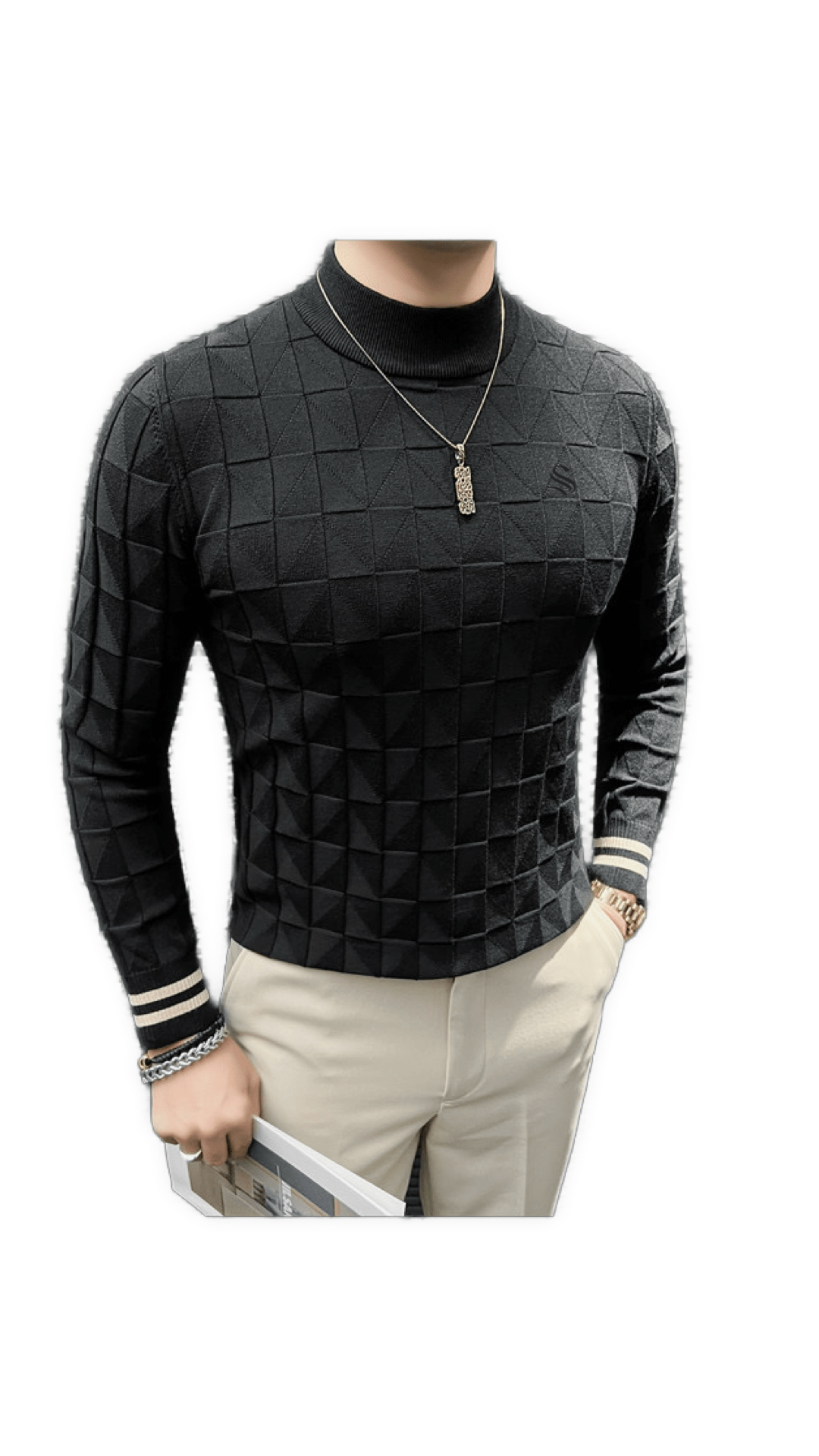 EWB 11 - High Neck Long Sleeve Shirt for Men - Sarman Fashion - Wholesale Clothing Fashion Brand for Men from Canada