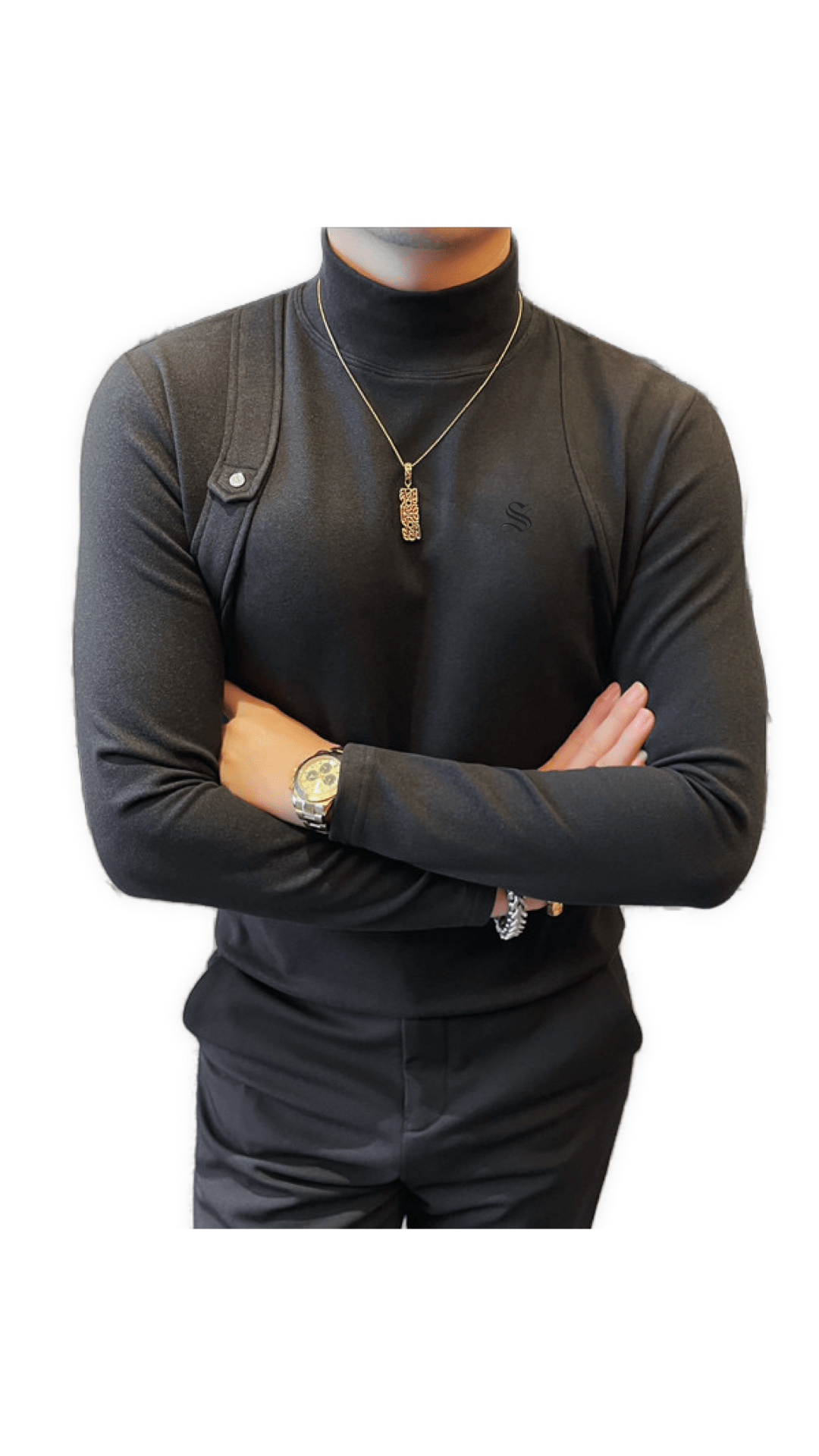 EWB 12 - High Neck Long Sleeve Shirt for Men - Sarman Fashion - Wholesale Clothing Fashion Brand for Men from Canada