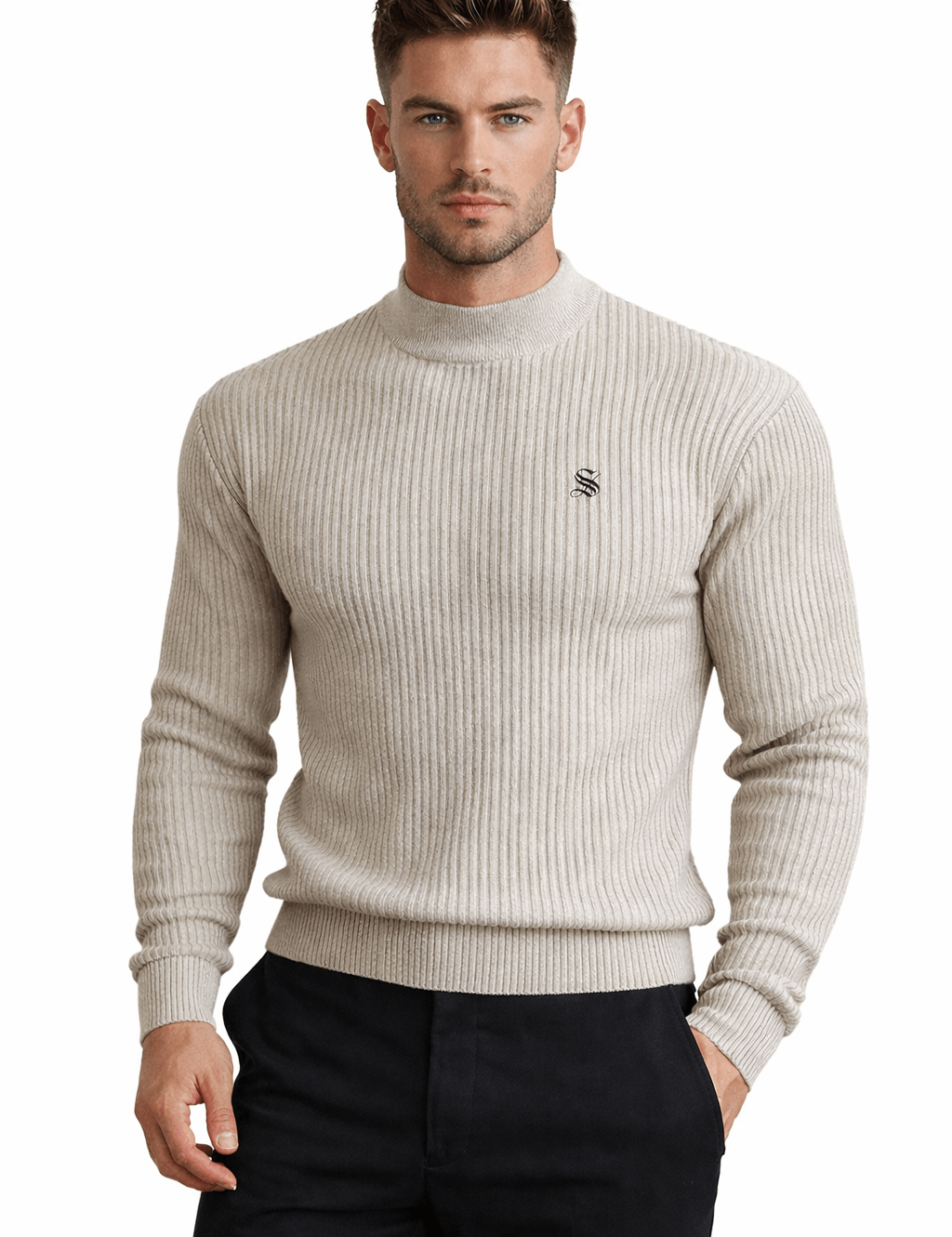 EWB 29 - High Neck Long Sleeve Shirt for Men - Sarman Fashion - Wholesale Clothing Fashion Brand for Men from Canada
