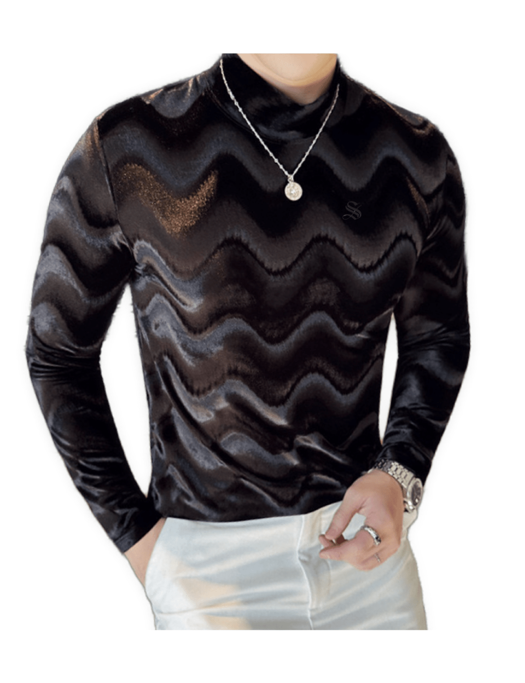 EWB 7 - High Neck Long Sleeve Shirt for Men - Sarman Fashion - Wholesale Clothing Fashion Brand for Men from Canada