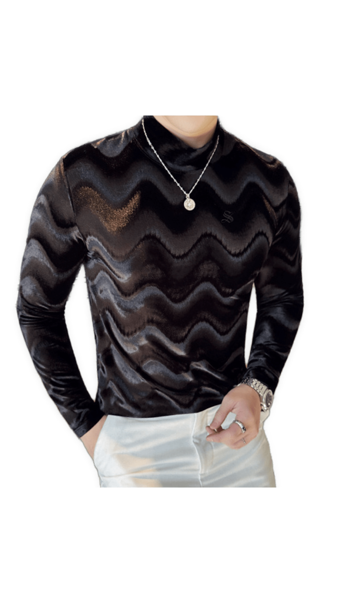 EWB 7 - High Neck Long Sleeve Shirt for Men - Sarman Fashion - Wholesale Clothing Fashion Brand for Men from Canada