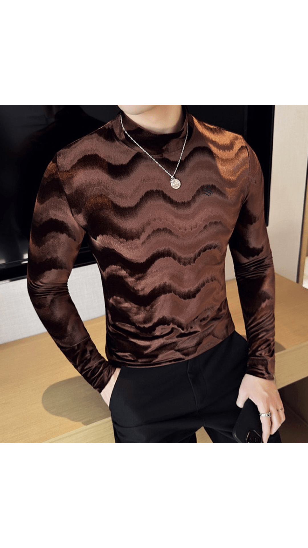 EWB 7 - High Neck Long Sleeve Shirt for Men - Sarman Fashion - Wholesale Clothing Fashion Brand for Men from Canada