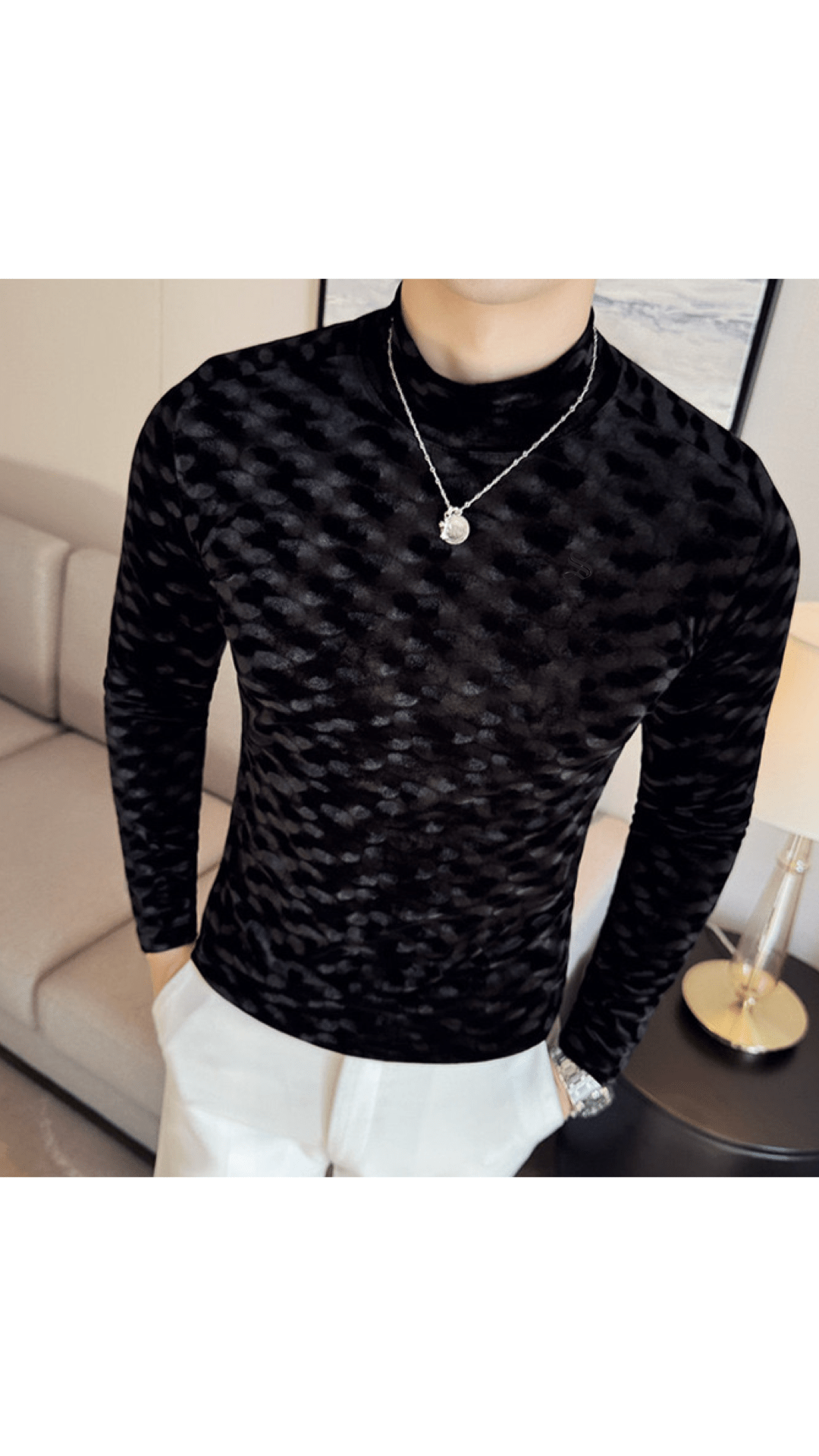 EWB 8 - High Neck Long Sleeve Shirt for Men - Sarman Fashion - Wholesale Clothing Fashion Brand for Men from Canada