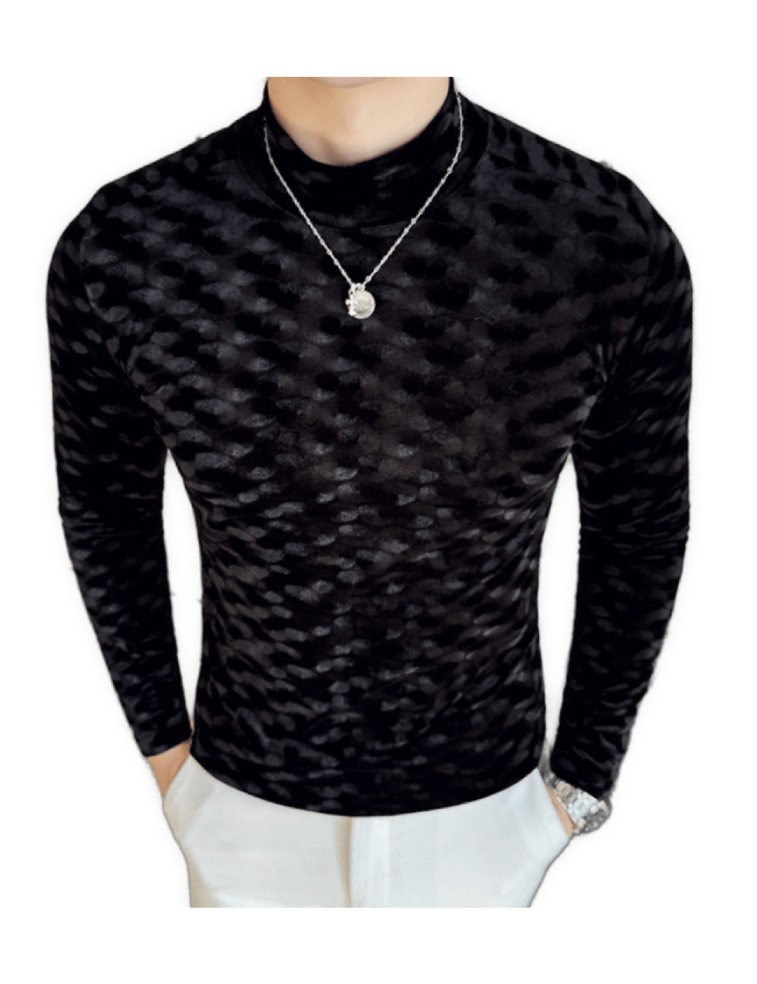 EWB 8 - High Neck Long Sleeve Shirt for Men - Sarman Fashion - Wholesale Clothing Fashion Brand for Men from Canada