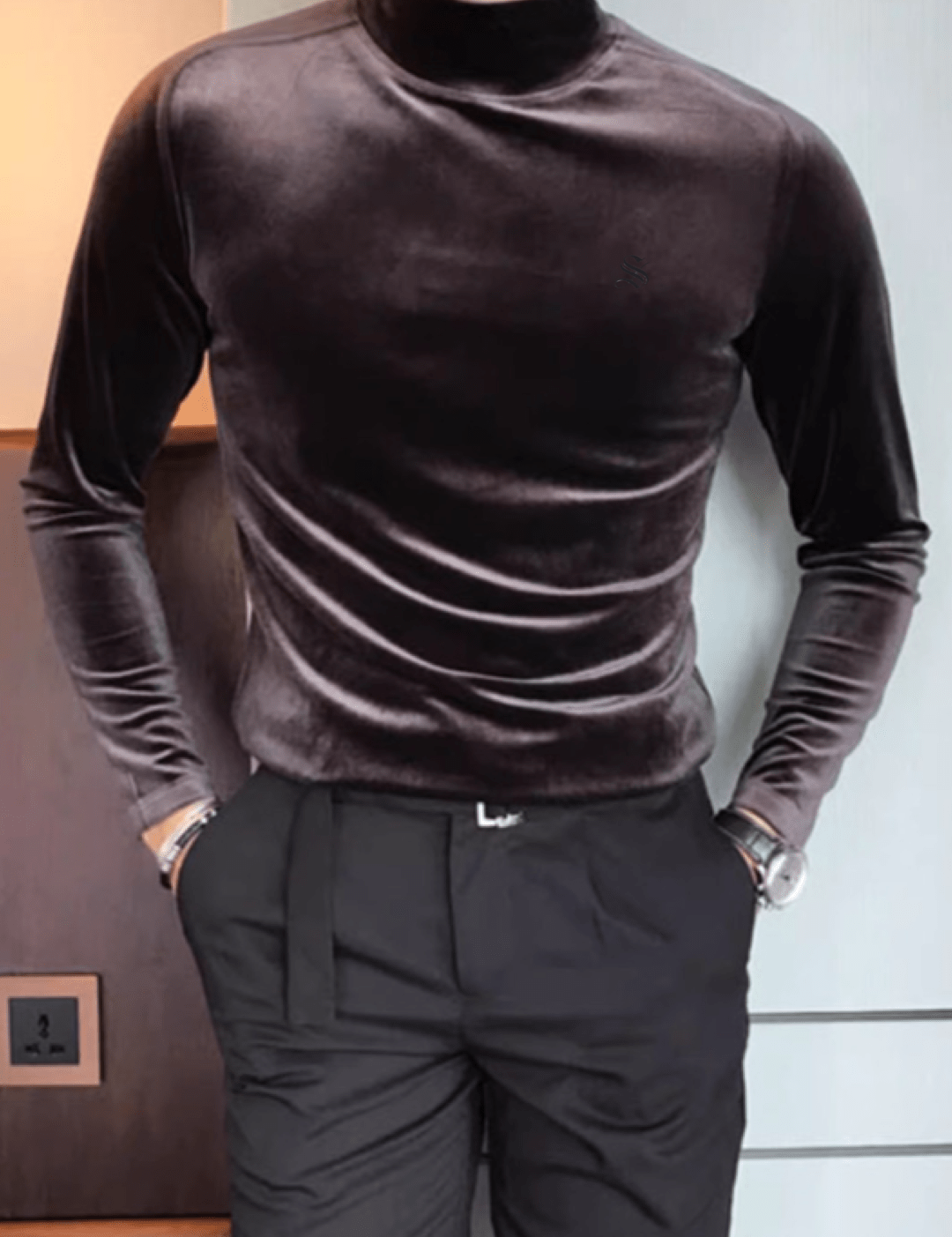 EWB 8 - High Neck Long Sleeve Shirt for Men - Sarman Fashion - Wholesale Clothing Fashion Brand for Men from Canada