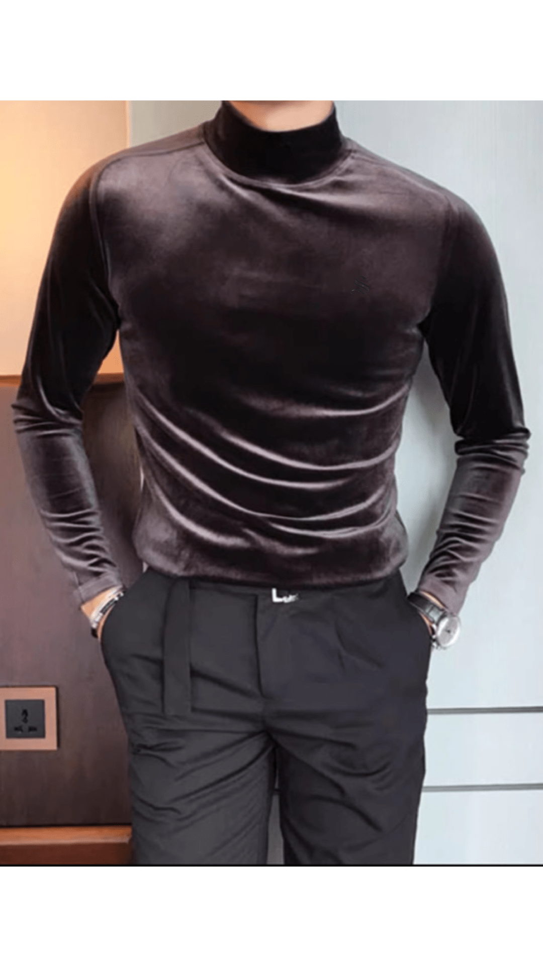EWB 8 - High Neck Long Sleeve Shirt for Men - Sarman Fashion - Wholesale Clothing Fashion Brand for Men from Canada