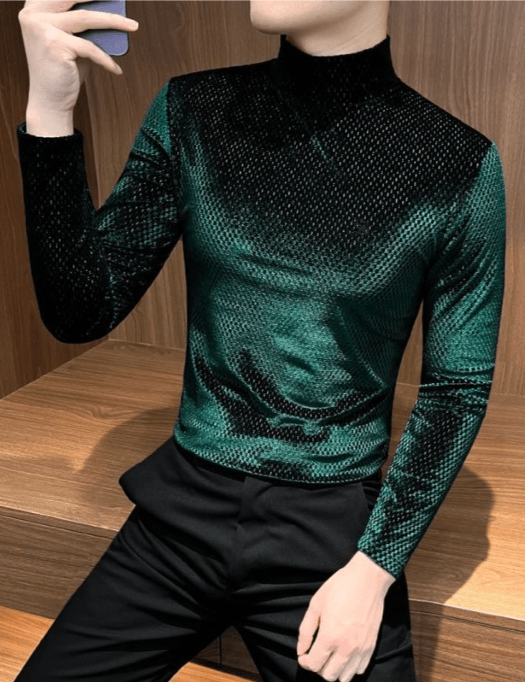 EWB 9 - High Neck Long Sleeve Shirt for Men - Sarman Fashion - Wholesale Clothing Fashion Brand for Men from Canada