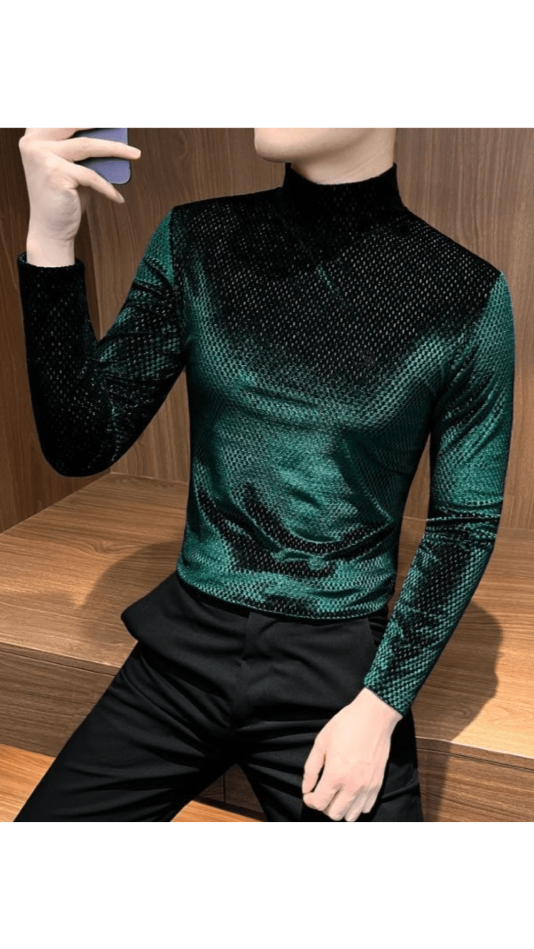 EWB 9 - High Neck Long Sleeve Shirt for Men - Sarman Fashion - Wholesale Clothing Fashion Brand for Men from Canada