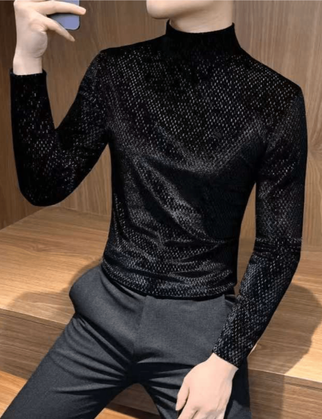 EWB 9 - High Neck Long Sleeve Shirt for Men - Sarman Fashion - Wholesale Clothing Fashion Brand for Men from Canada