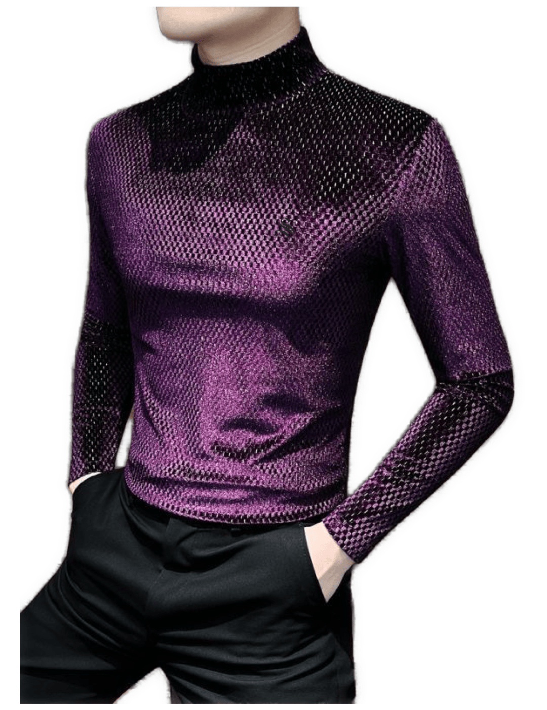 EWB 9 - High Neck Long Sleeve Shirt for Men - Sarman Fashion - Wholesale Clothing Fashion Brand for Men from Canada