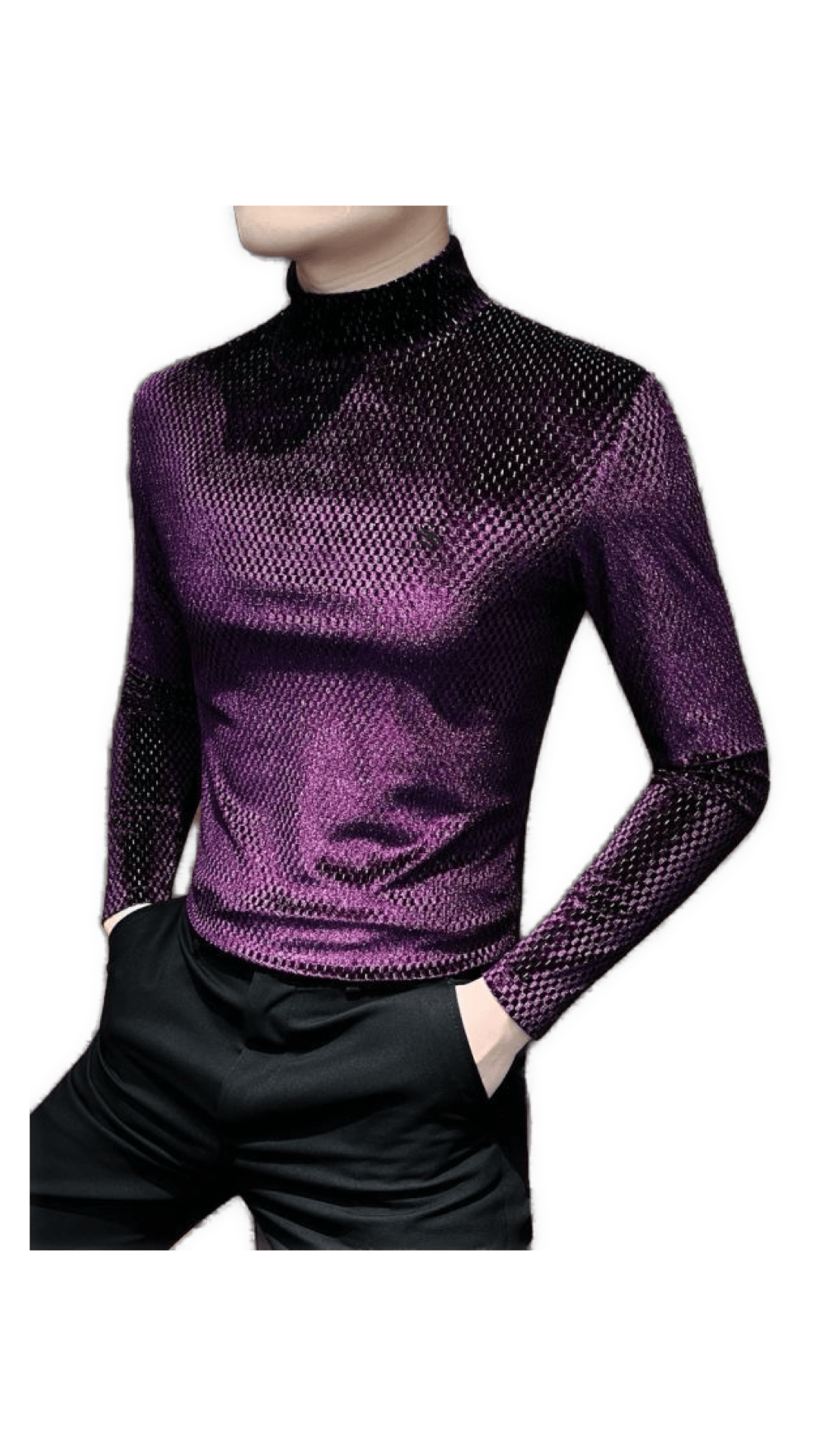 EWB 9 - High Neck Long Sleeve Shirt for Men - Sarman Fashion - Wholesale Clothing Fashion Brand for Men from Canada