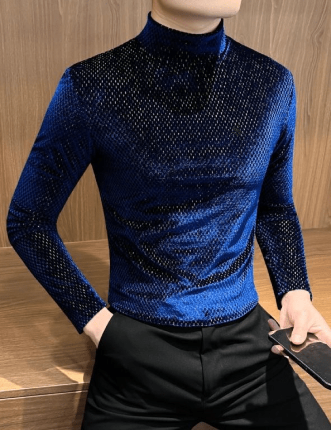 EWB 9 - High Neck Long Sleeve Shirt for Men - Sarman Fashion - Wholesale Clothing Fashion Brand for Men from Canada