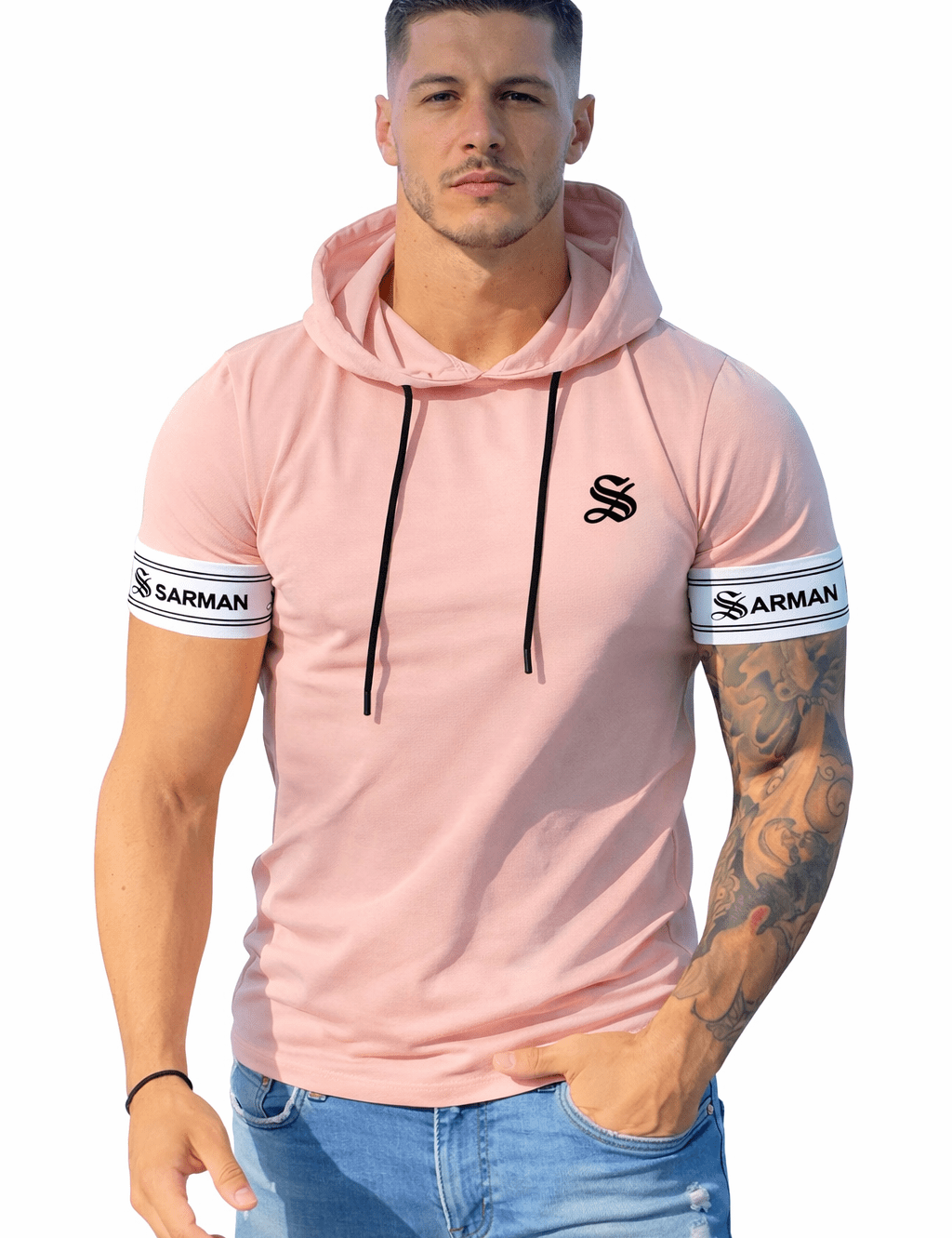 Falcon 34 - Hood T-shirt With Straps for Men - Sarman Fashion - Wholesale Clothing Fashion Brand for Men from Canada
