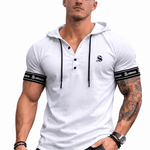Falcon 36 - Hood T-shirt With Straps for Men - Sarman Fashion - Wholesale Clothing Fashion Brand for Men from Canada