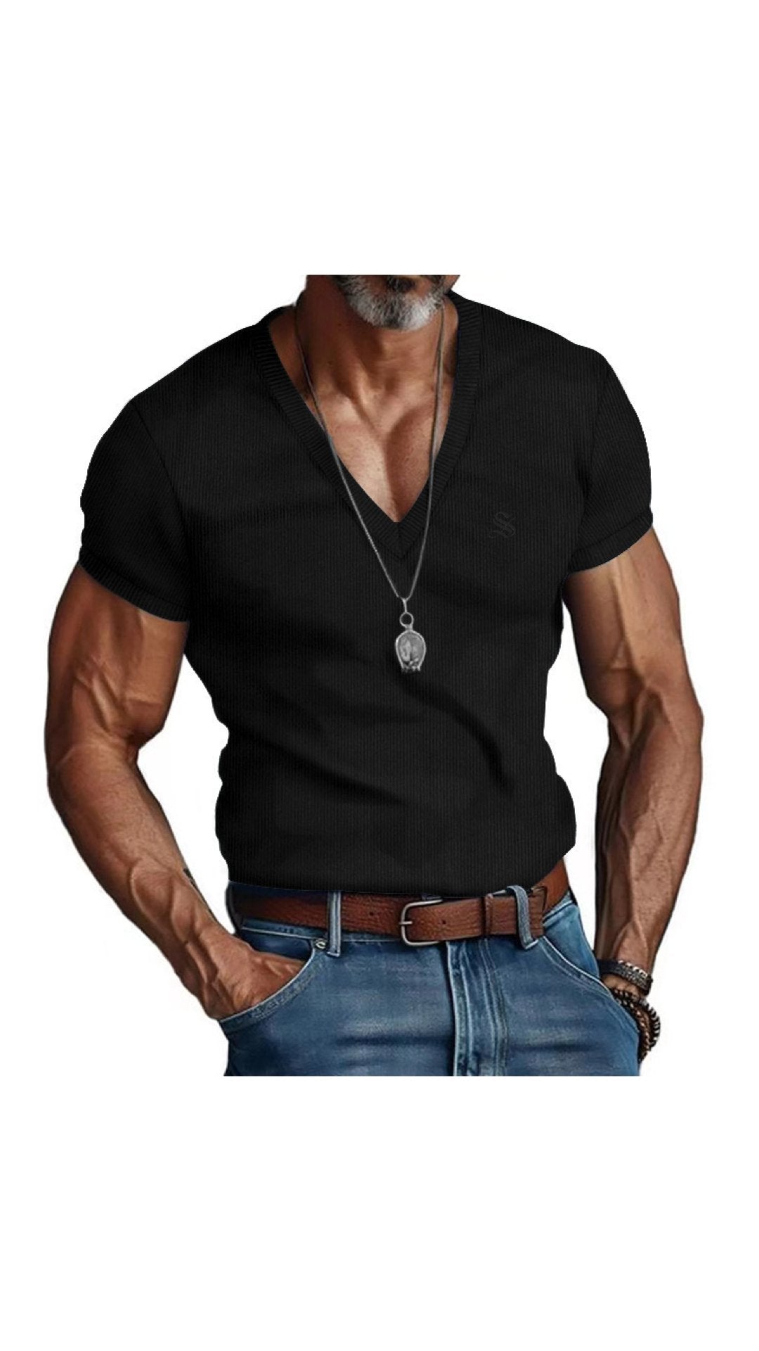 Fikimo - V-Neck T-Shirt for Men - Sarman Fashion - Wholesale Clothing Fashion Brand for Men from Canada