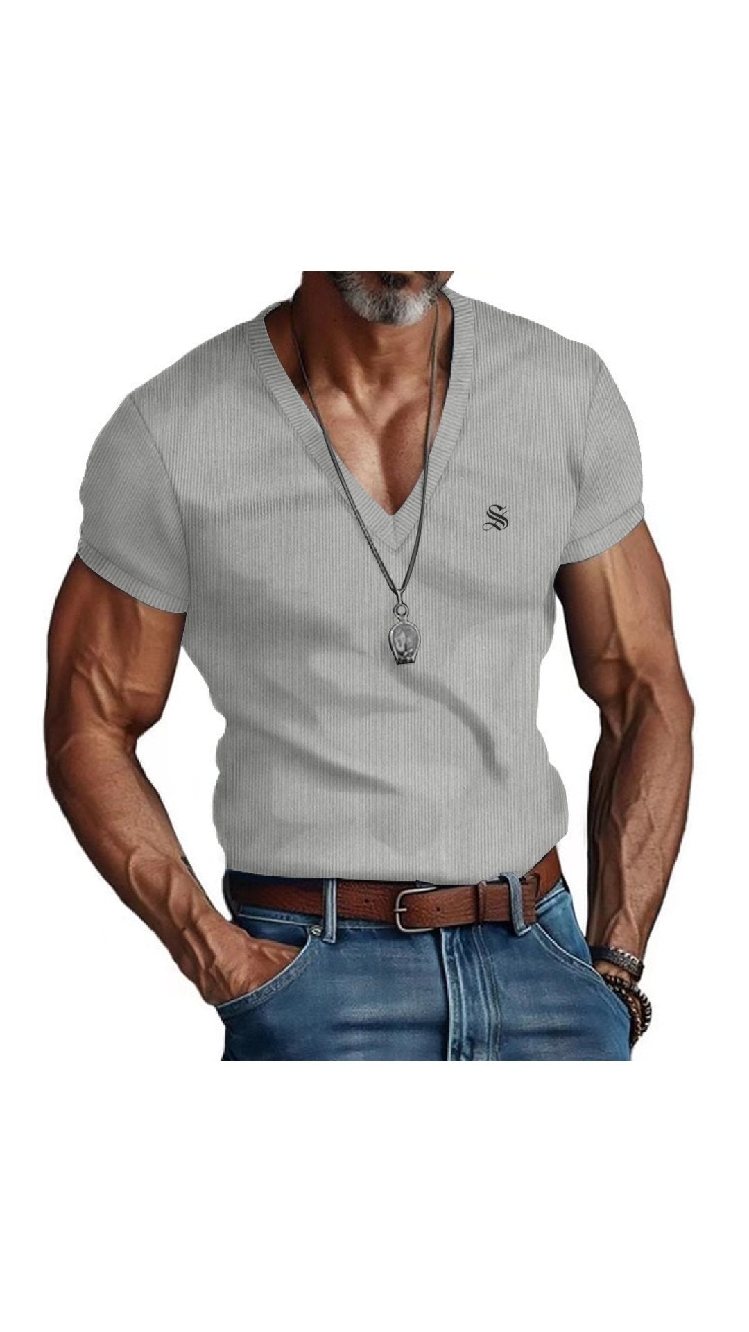 Fikimo - V-Neck T-Shirt for Men - Sarman Fashion - Wholesale Clothing Fashion Brand for Men from Canada