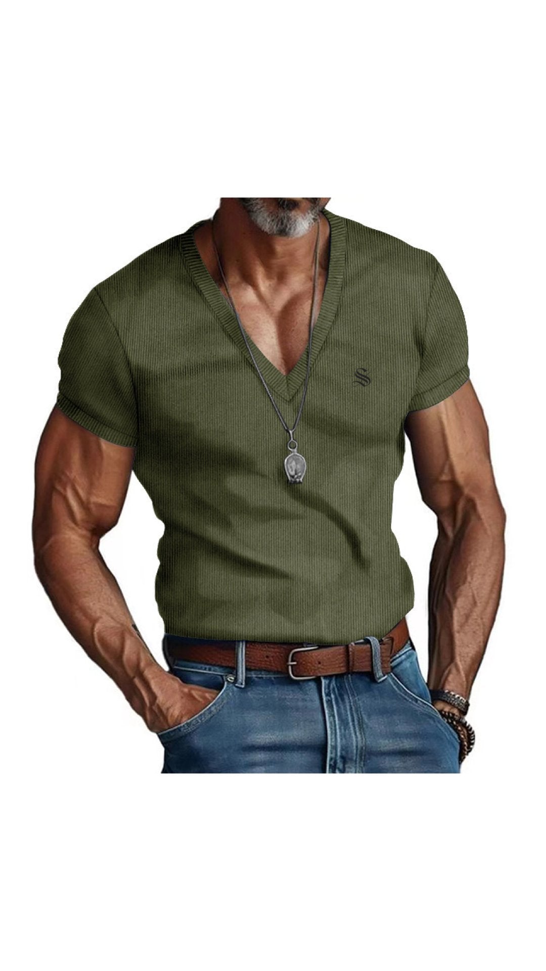 Fikimo - V-Neck T-Shirt for Men - Sarman Fashion - Wholesale Clothing Fashion Brand for Men from Canada