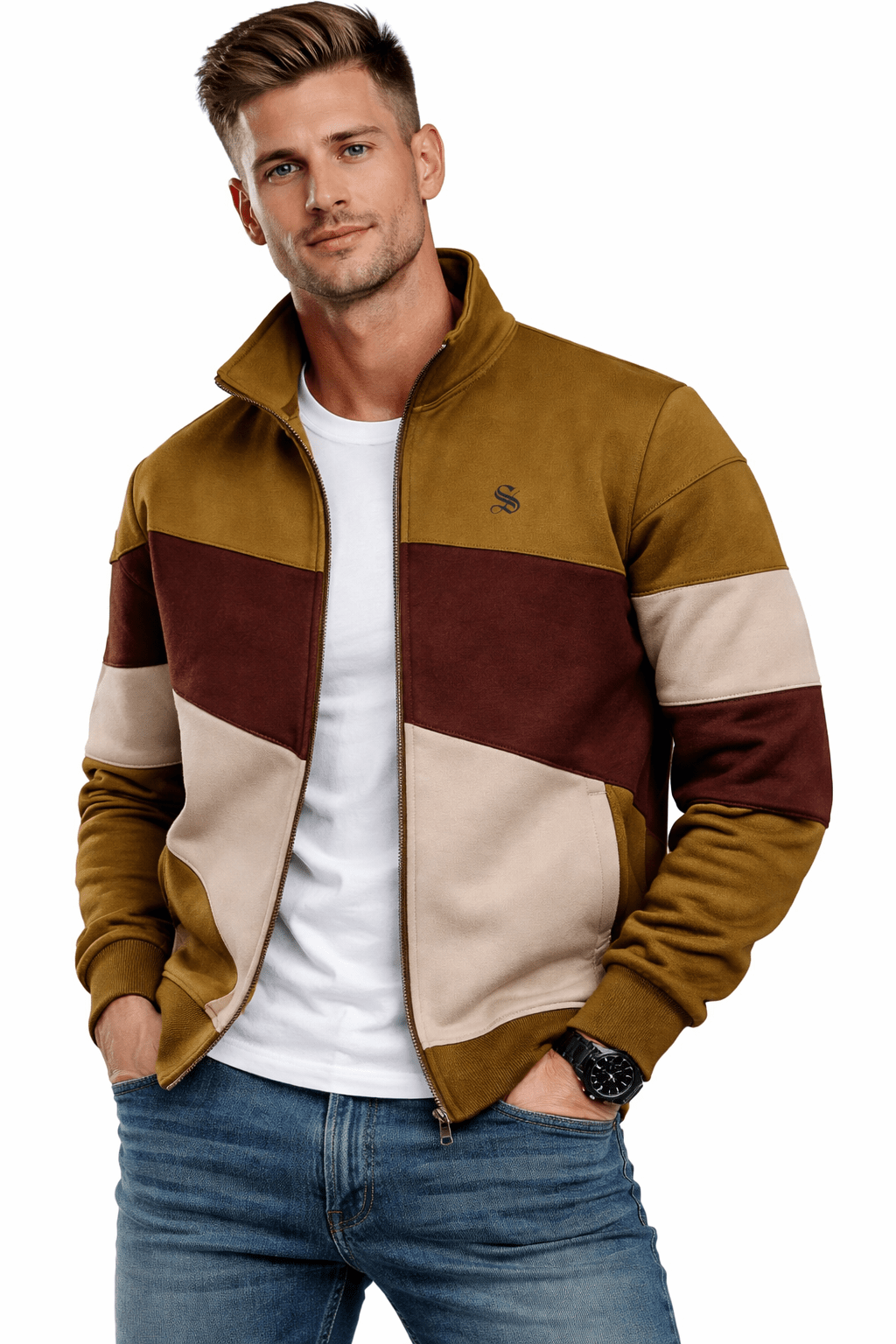 Fujaza 77 - Long Sleeves Track Top for Men - Sarman Fashion - Wholesale Clothing Fashion Brand for Men from Canada