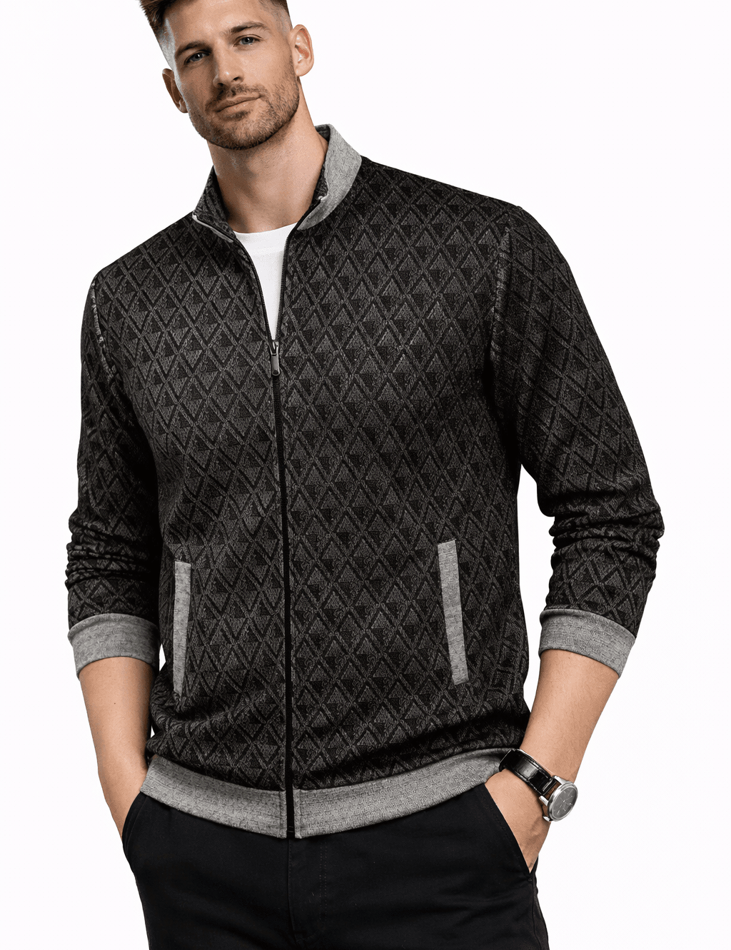Fujaza - Long Sleeves Track Top for Men - Sarman Fashion - Wholesale Clothing Fashion Brand for Men from Canada