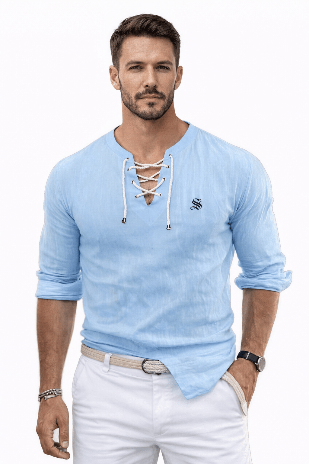 Gak - Long V - Neck Shirt for Men - Sarman Fashion - Wholesale Clothing Fashion Brand for Men from Canada