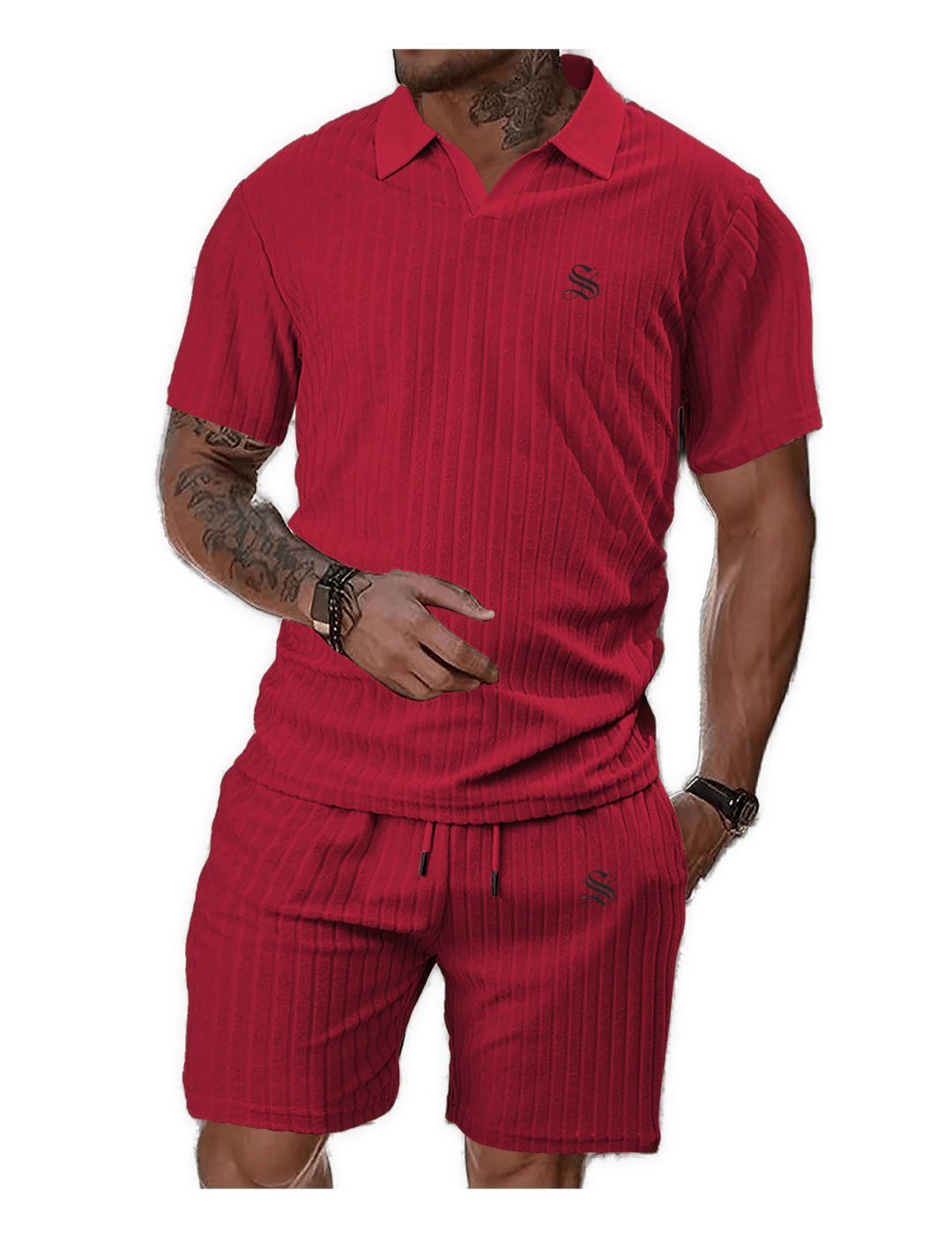 GFT - V - Neck Polo Shirt & Shorts for Men - Sarman Fashion - Wholesale Clothing Fashion Brand for Men from Canada