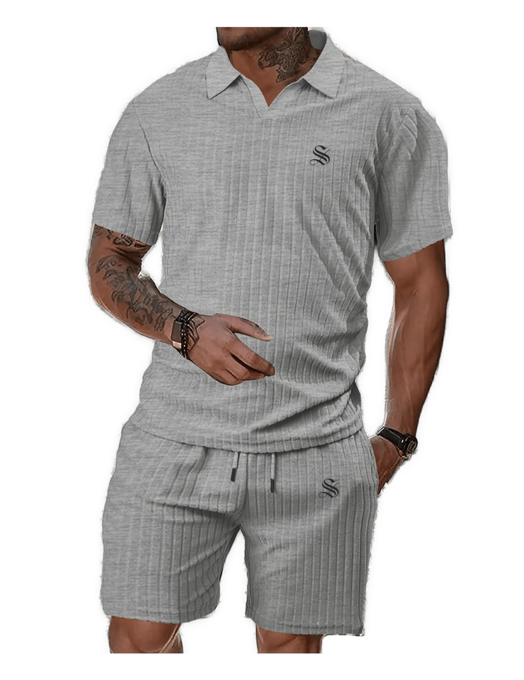 GFT - V - Neck Polo Shirt & Shorts for Men - Sarman Fashion - Wholesale Clothing Fashion Brand for Men from Canada
