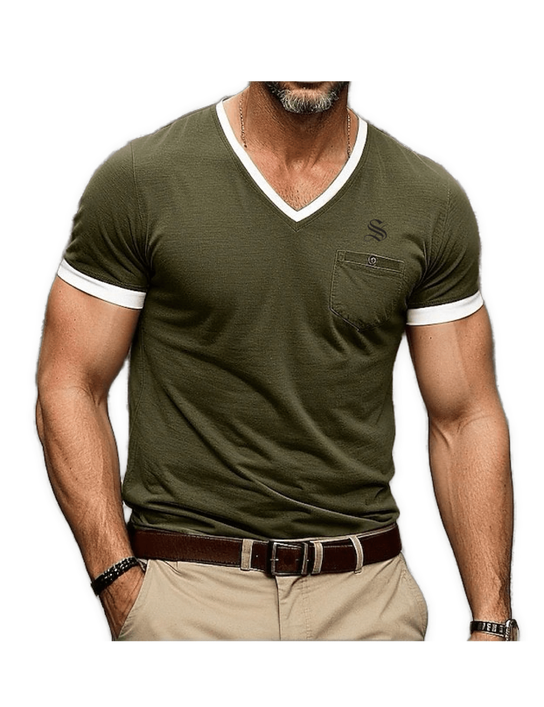 Giopae - V - Neck T-Shirt for Men - Sarman Fashion - Wholesale Clothing Fashion Brand for Men from Canada