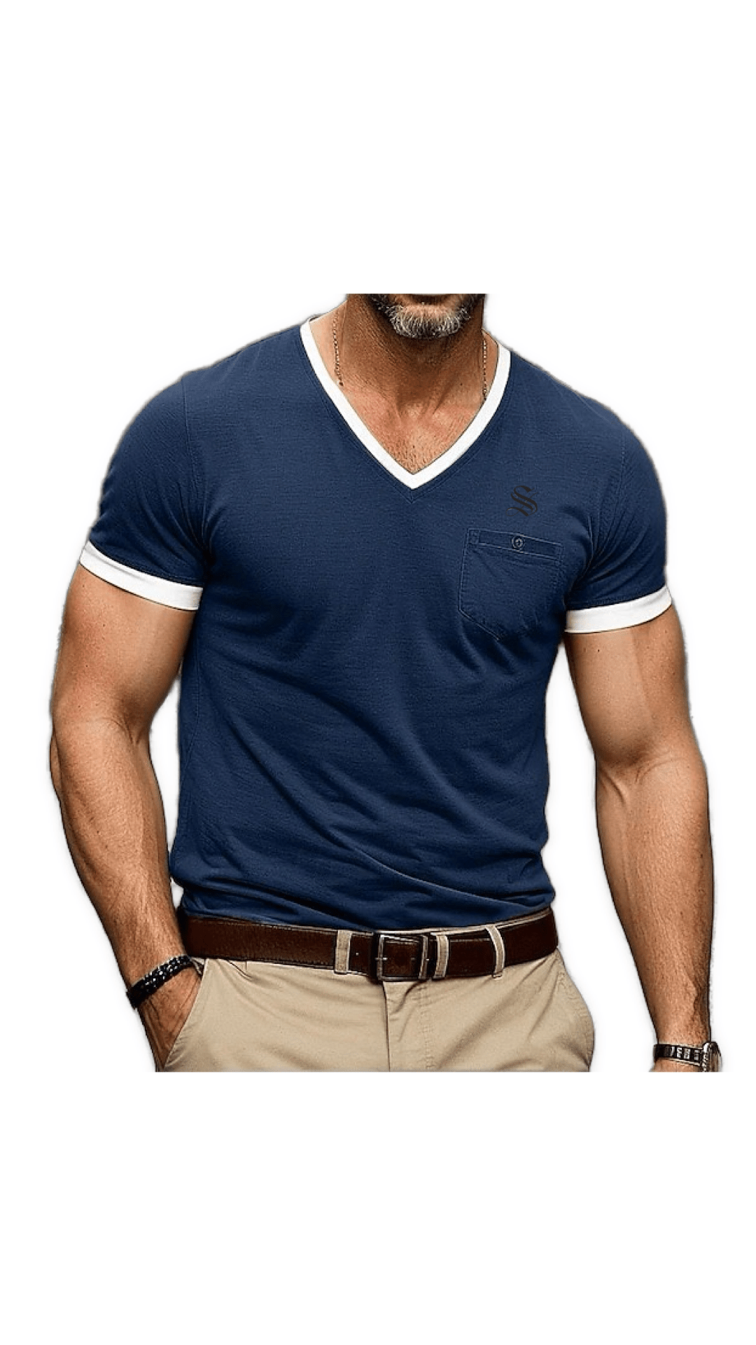 Giopae - V - Neck T-Shirt for Men - Sarman Fashion - Wholesale Clothing Fashion Brand for Men from Canada