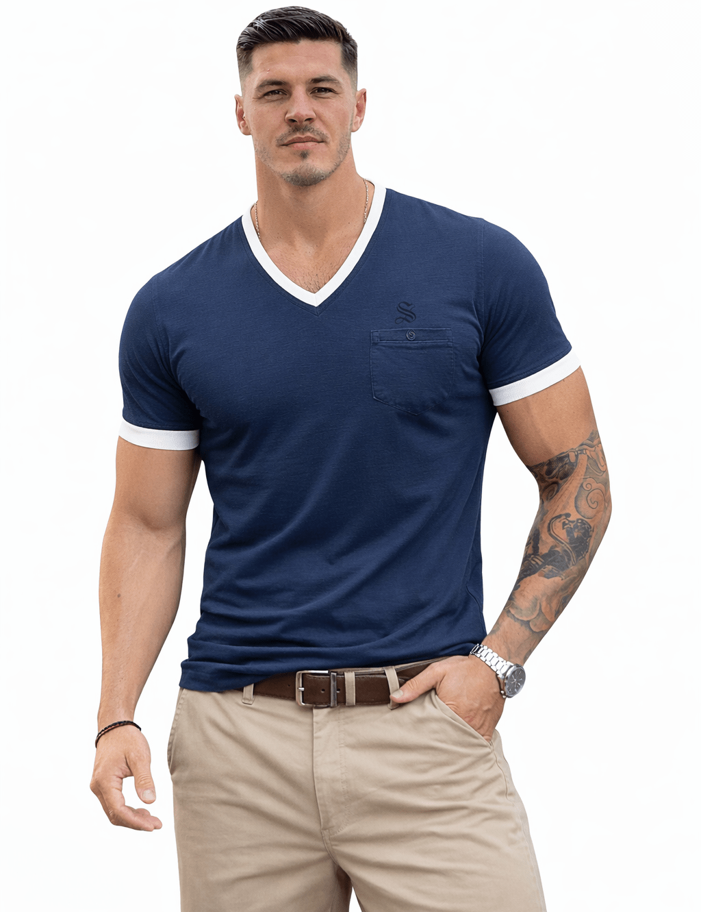Giopae - V - Neck T-Shirt for Men - Sarman Fashion - Wholesale Clothing Fashion Brand for Men from Canada